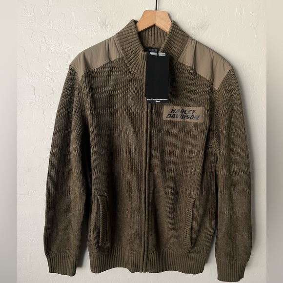 NWT Harley Davidson Willie G Skull wool blend zip up sweater large - Picture 10 of 15